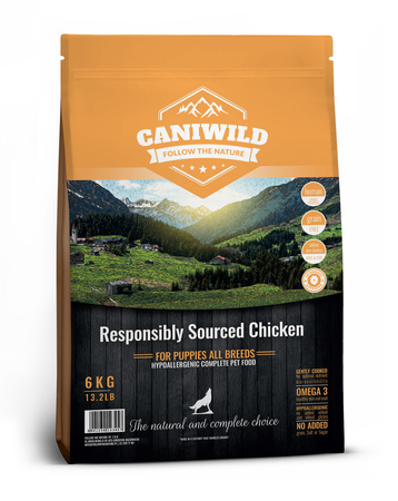 Caniwild Responsibly Sourced™ Chicken Puppy 12kg, hipoalergiczna z kurczakiem, indykiem i łososiem jakości Human-Grade