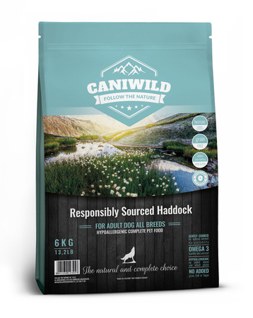 Caniwild Responsibly Sourced™ Haddock Adult 2kg, hipoalergiczna z plamiakiem jakości Human-Grade