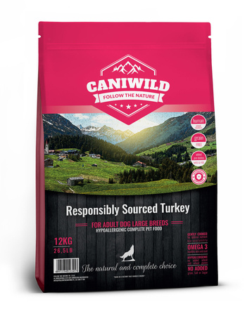 Caniwild Responsibly Sourced™ Turkey Adult Large 12kg, hipoalergiczna z indykiem jakości Human-Grade